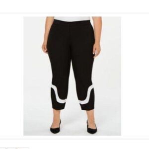 3/$35 Alfani Black Color Block Ankle Pants Size 16W Black Skinny Comfort